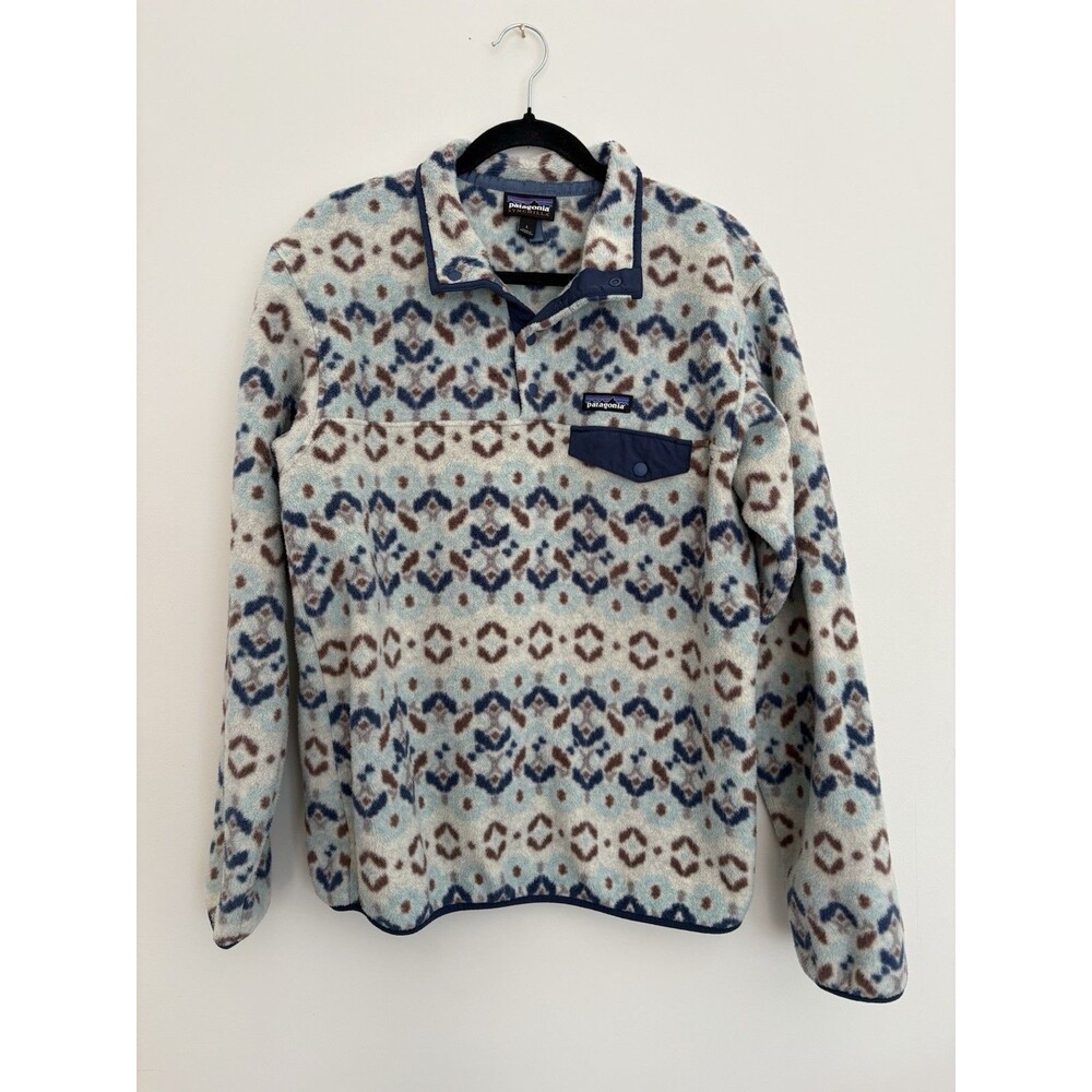 Patagonia Synchilla Jacket Womens L Snap T  Pullover Tundra Cluster Big Sky Blue